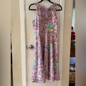 Floral  Dress in Purple and Green